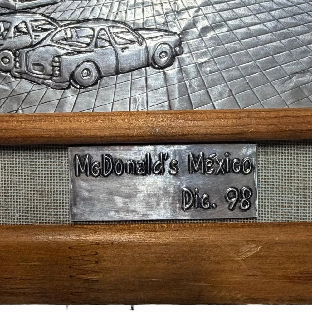 Vintage 1998 McDonald's Mexico Aluminum Relief Wall Art Framed Restaurant Decor